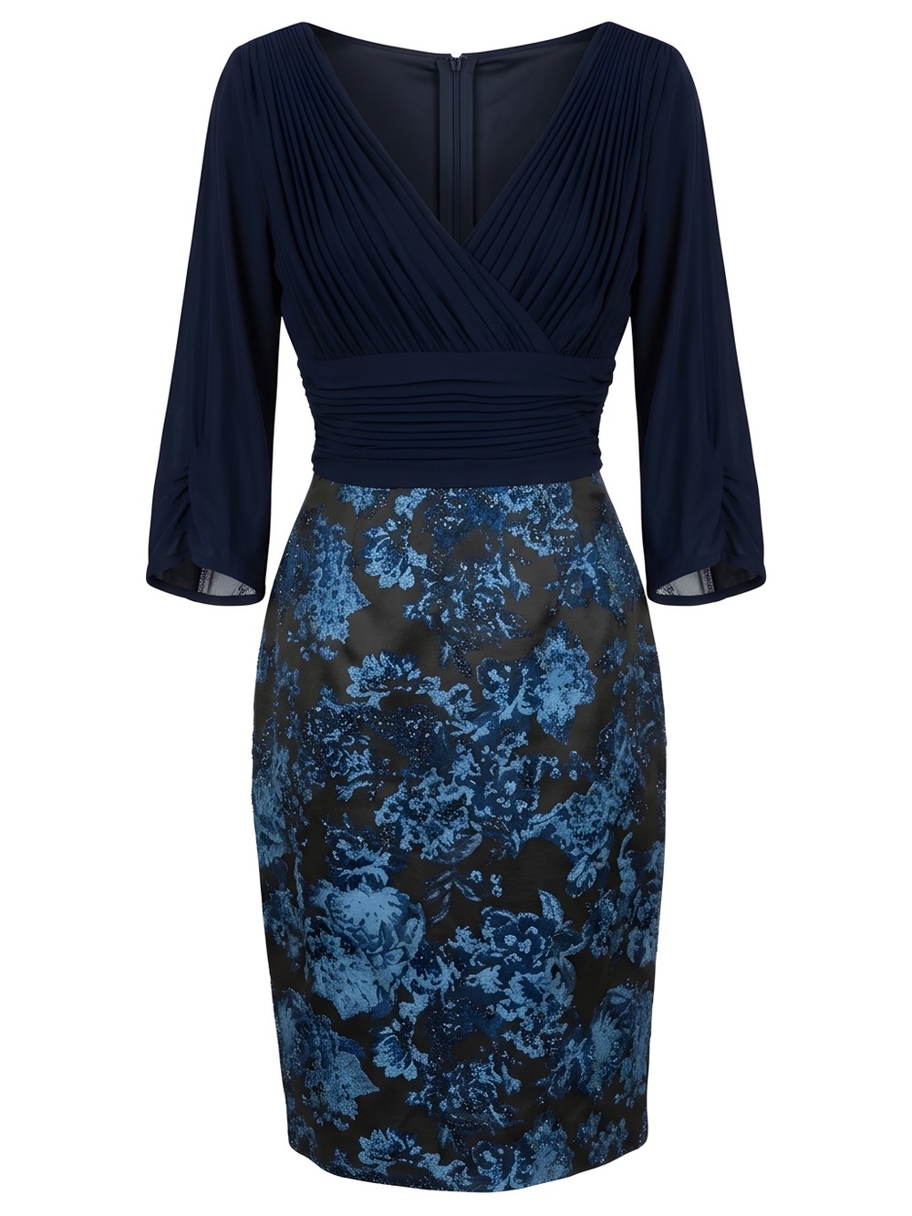 Adrianna Papell Navy Evening Dress with Subtle Sheen